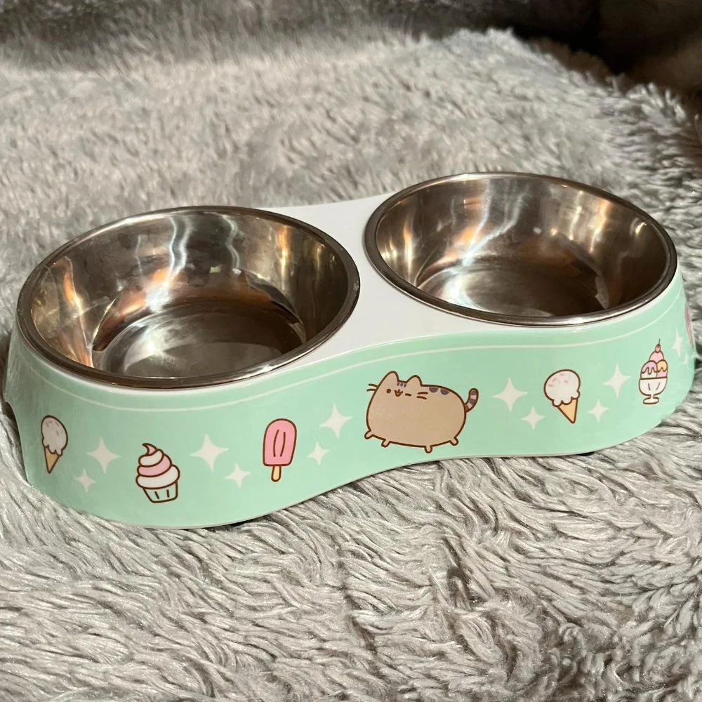 Pusheen Teal Ice Cream Double Diner Bowl Food Tray